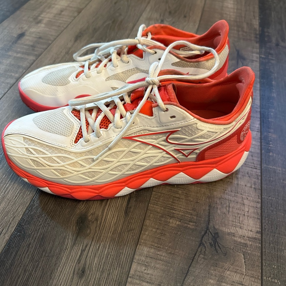 Mizuno Wave Enforce Tour AC Tennis Shoes Candy Coral And White Snow Womens Sz 10